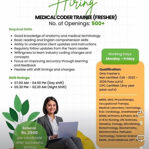 Medical coding fresher and exp