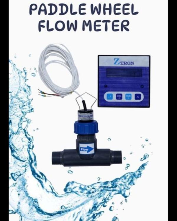 A paddle wheel flow meter a small rotating wheel (
