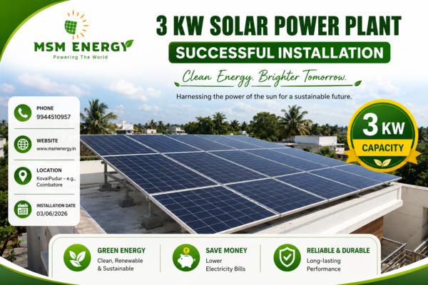 MSM Energy proudly completed a 3 KW Solar On-Grid 