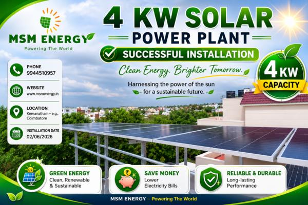 MSM Energy proudly completed a 4 KW Solar On-Grid 