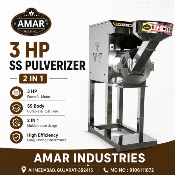 3 HP SS PULVERIZER (2 IN 1)🏭 अमर इंडस्ट्रीज द्वा