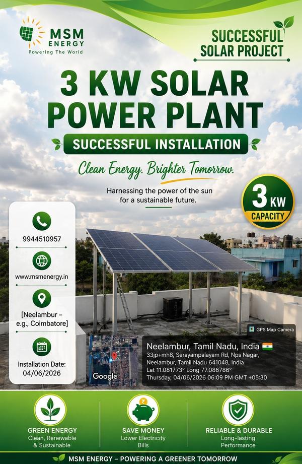 MSM Energy proudly completed a 3 KW Solar On-Grid 