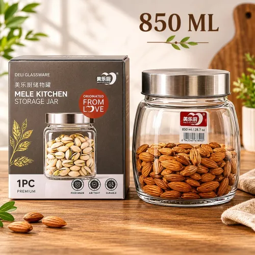 Round Glass Jar with SS L