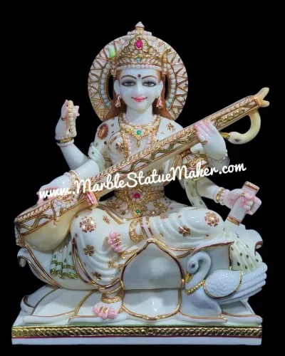 Marble Saraswati Maa MoortiMarble Saraswati Statu