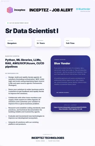 Position : Sr Data Scient