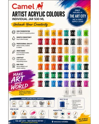 🎨 CAMEL Artist Acrylic Colours – 500 ML JarProfe