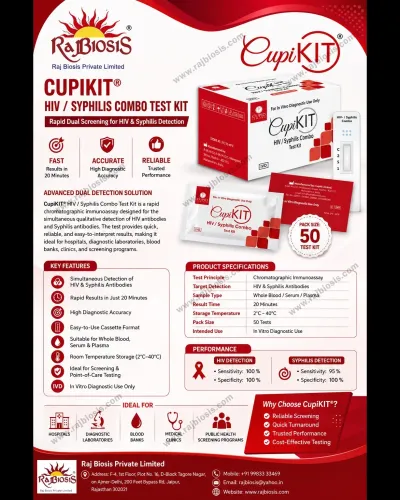 CupiKIT® HIV / Syphilis Combo Test Kit is a rapid 