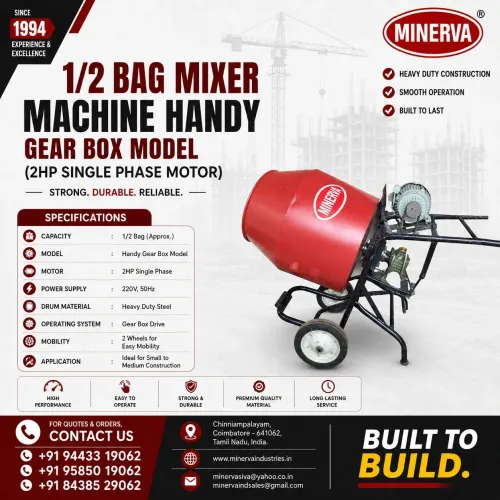 1/2 Bag Mixer Machine with 2HP Single Phase Motor 