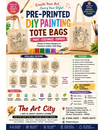 Pre-Printed DIY Painting Tote Bags. Perfect for ki