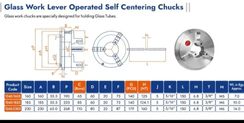 Glass Work Lever Operated Self Centering Chucks ar
