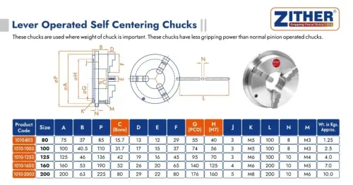 Lever Operated Self Centering Chucks are precision