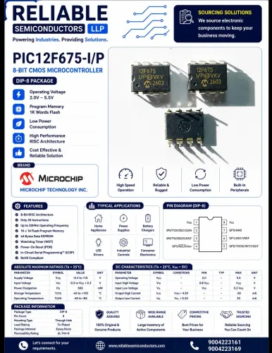 ;- PIC12F675-I/P is a Microchip 8-bit PIC microcon