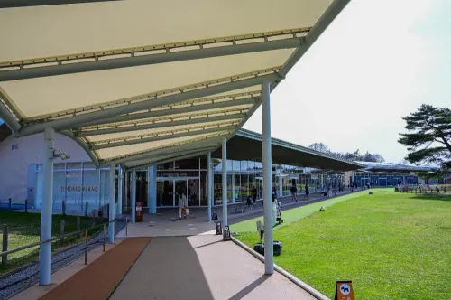 Walkway tensile canopy solutio