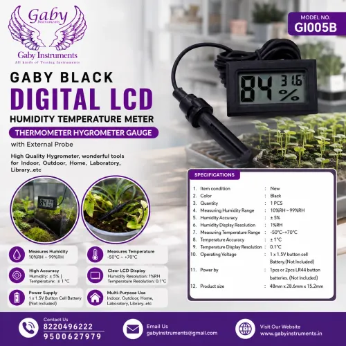 Black Digital LCD Humidit