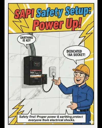 A properly installed sanitary napkin incinerator 