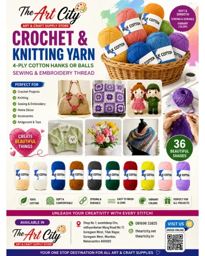 Crochet & Knitting Yarn – 4 Ply Milk Cotton | 36 B