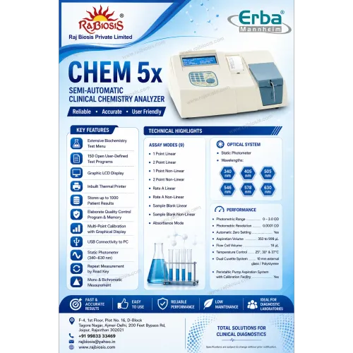 The Erba Chem 5X is a semi-automated clinical chem