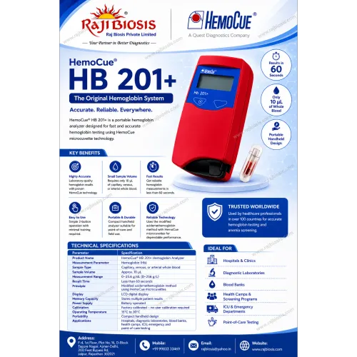 HemoCue® HB 201+ is a portable hemoglobin analyzer