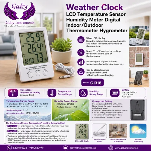 Weather Clock LCD Tempera