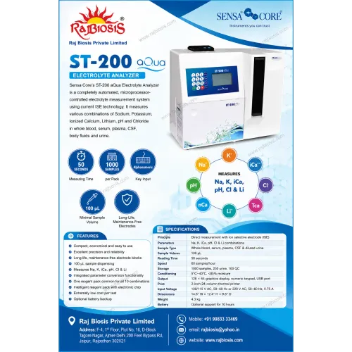 Sensa Core’s ST-200 aQua Electrolyte Analyzer is a