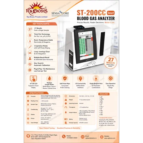 Sensa Core’s ST-200CC ABGE Blood Gas Analyzer is a