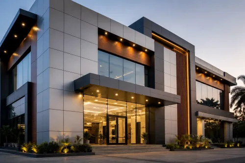 A commercial building's elevat