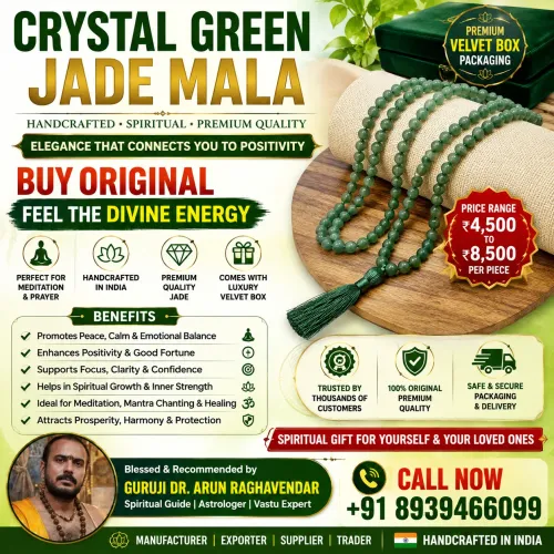 Crystal Green Jade Mala Neckla