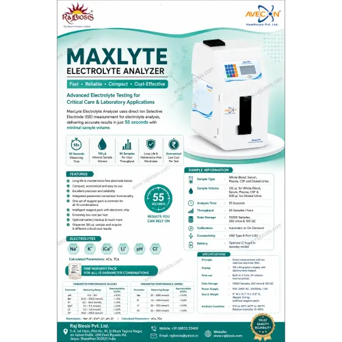 MaxLyte Electrolyte Analyzer uses direct Ion Selec