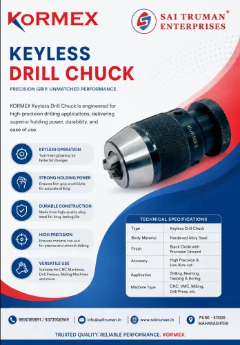 KORMEX Keyless Drill Chuck is a precision-engineer