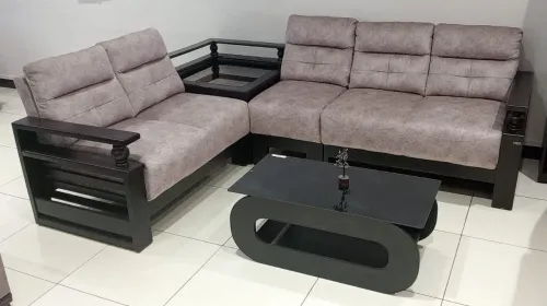 A solid wooden sofa is a timeless, durable centerp