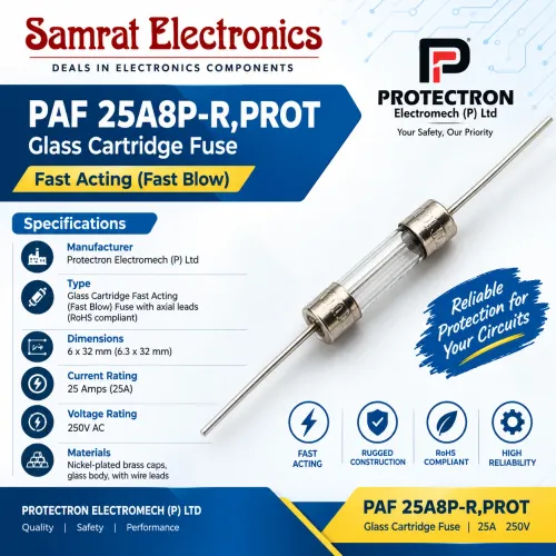 PAF 25A8P-R The PAF 25A8P-R,PROT is a 25A 250V gla