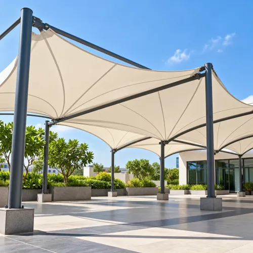 A tensile roof can look decept