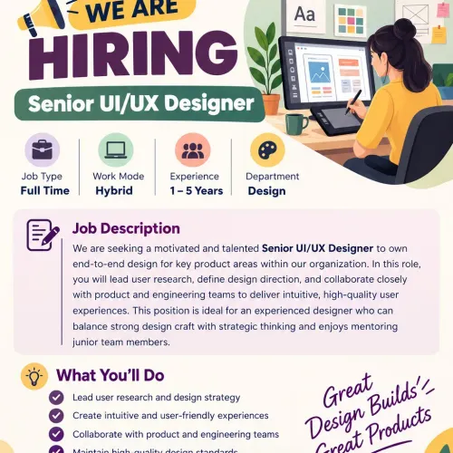 🎨 WE ARE HIRING – SENIOR UI/U