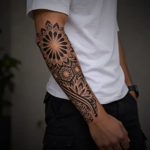 Mandala Forearm Sleeve, Blackw