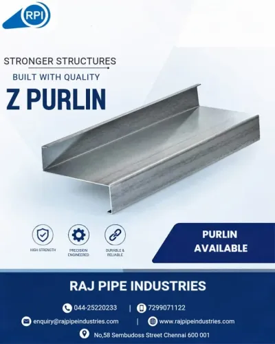 GI Z Purlin & C Purlin available. Jsw, Tata brands