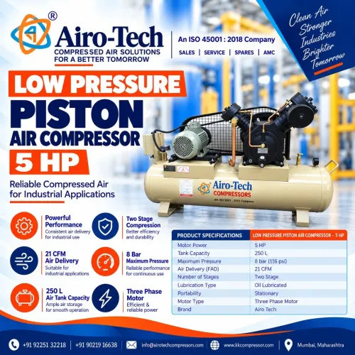 Reliable 5 HP Piston Air Compressor for Industrial
